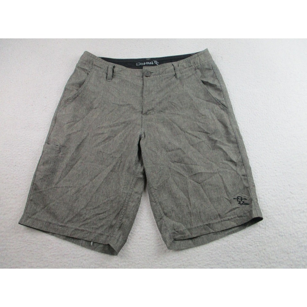 Da Hui Shorts Mens 32 Gray Hybrid Board‎ Walk Surf Stretch Zip Pocket Drawstring